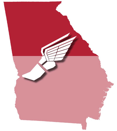 State of Georgia with superimposed wingfoot